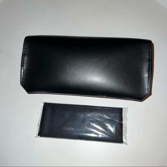 ISABEL MARANT LEATHER SUNGLASSES CASE WITH CLEANING CLOTH BLACK NEW - Picture 2 of 5